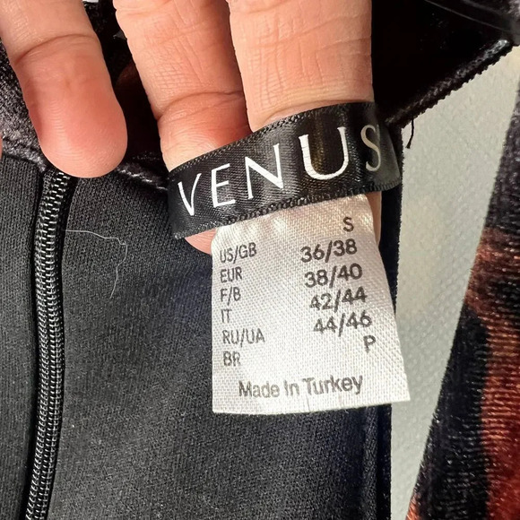 Venus Black Velvet Floral Keyhole Neck Sleeveless Dress Size Small - Picture 5 of 8